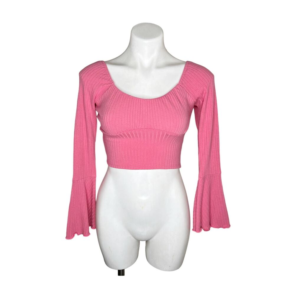 ALTAR'D STATE Bell Sleeve Crop Top Pink Size Small